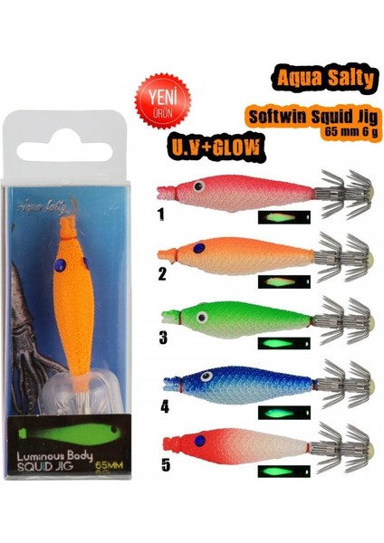 Aquasalty Softwin Squid Jig Kalamar Zokası 65MM 6gr Farklı Renklerde 1 fiyatları