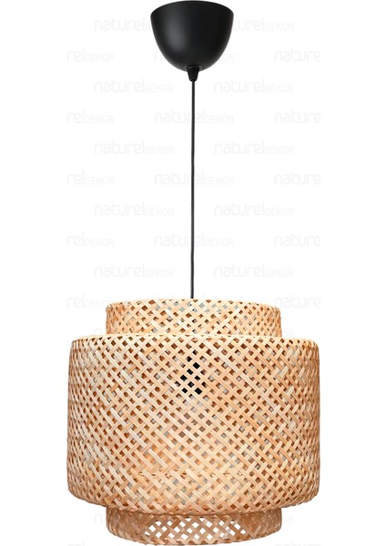 Sinnerlig Bambu Avize 40CM- Iskandinav, Modern, Bohem, Rattan Avize, Aydınlatma