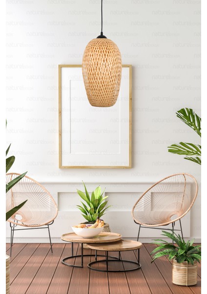 Bohem Bambu Boja Pendant Sarkıt Avize Lamba 23 cm - Iskandinav, Modern, Bohem, Rattan Aydınlatma