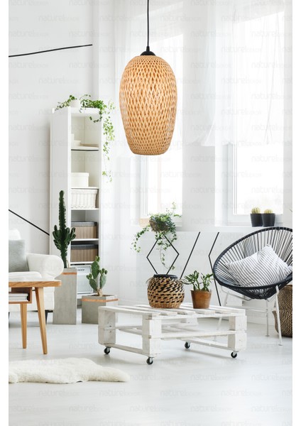 Bohem Bambu Boja Pendant Sarkıt Avize Lamba 23 cm - Iskandinav, Modern, Bohem, Rattan Aydınlatma