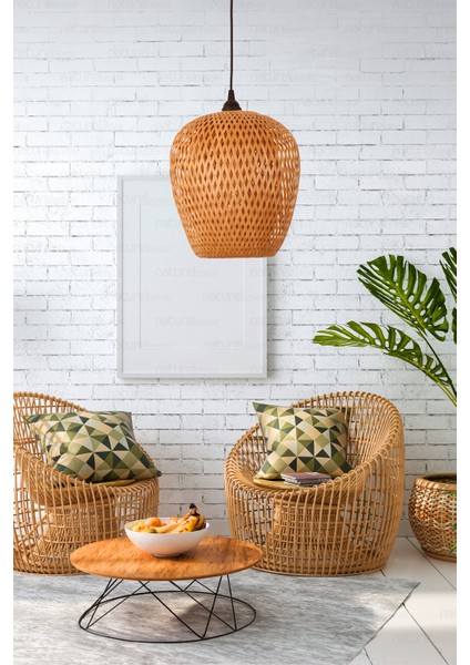 Bohem Bambu Boja Pendant Sarkıt Avize Lamba 25 cm - Iskandinav, Modern, Bohem, Rattan Aydınlatma