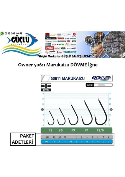 Dövme Iğne Mükemmel Kalite Owner 50611 Marukaizu Iğne No: 2