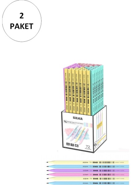 2 Paket Silka Ocean Pastel Üçgen Kurşun Kalem 72 Li