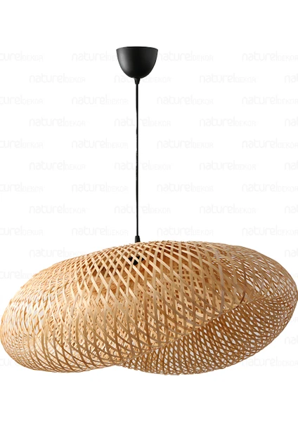 Naturel Home Bambu Elips Sarkıt Avize Lamba 80CM - Iskandinav, Modern, Bohem, Rattan Aydınlatma