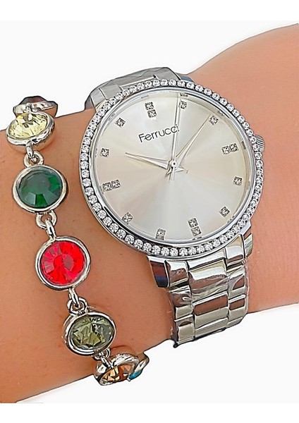 Çelik Taşlı Şık Kadın Kol Saati+Bileklik fiyatları