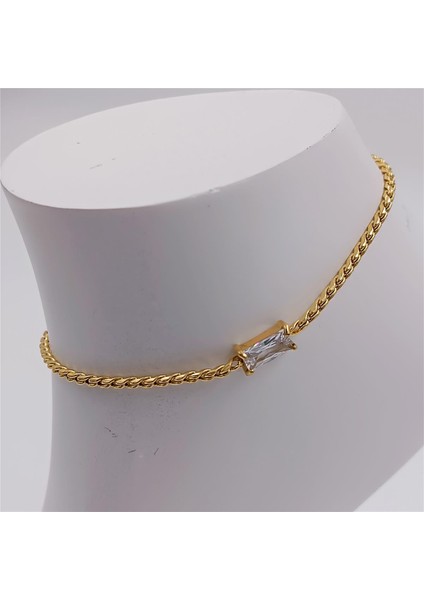 Çelik Gold Dikdörtgen Taşlı Zarif Halhal modelleri