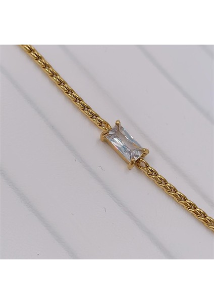 Çelik Gold Dikdörtgen Taşlı Zarif Halhal indirimleri