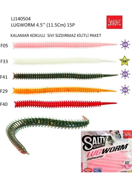 Lrf Silikonu Luckyjohn Lugworm 11,5cm Kokulu 15’li Pk RENK:F29N