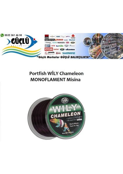 Monoflament Misina Wily Chameleon 300MT  Farklı Ölçülerde