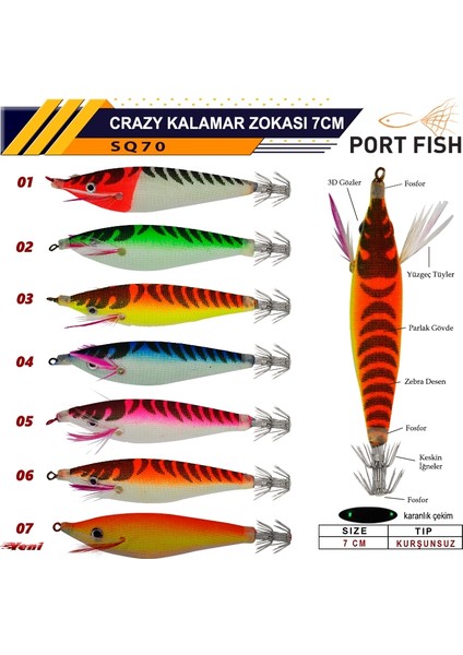 Crazy SQ70 7cm Kalamar Zokası Renk:05