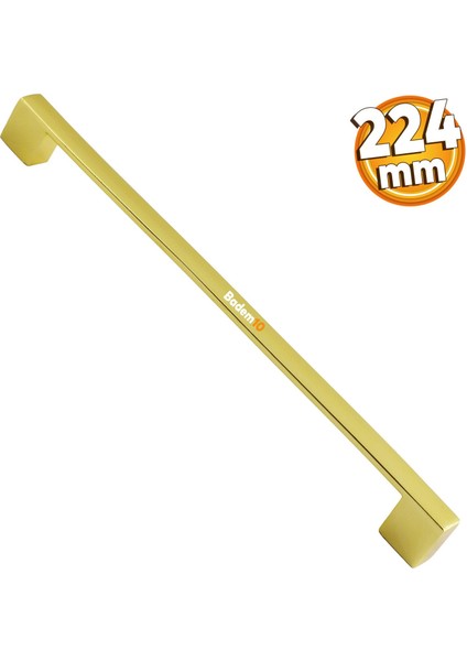 Gölcük Düz (224 mm - 22.4 cm) Altın Gold Metal Mobilya Mutfak Dolabı Çekmece Dolap Kapak Kulpu Kulbu Kulpları
