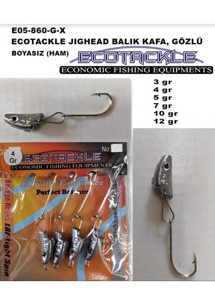 Balıkkafa Jighead Hareketli Boyasız Gözlü 12GR