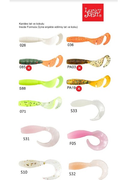 Silikon Yem Luckyjohn Mıcro Grub 1 2.5cm 15’li Pk RENK:S88