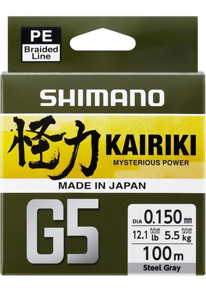 Kairiki G5 5kat Ip Misina 100M Steel Gray (Gri) 0,15MM