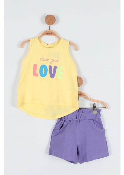 Love Baskılı Şortlu Kız Çocuk Takım