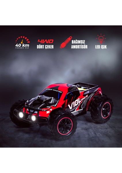 Mofy Baby 1:16 40KM/H Hız Yapan 4WD 4x4 Extreme Thunder Metal Iç Aksam Uzaktan Kumandalı Araba Rc Model Araç - K60