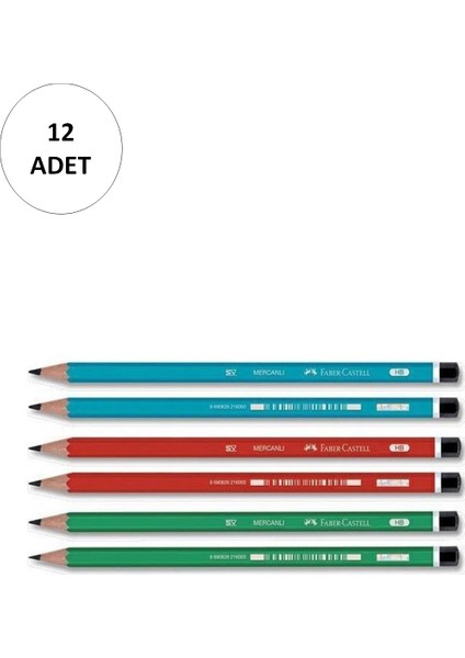 12 Adet Faber-Castell Köşeli Mercanlı Kurşun Kalem