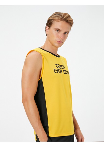 Kolsuz Tişört Bisiklet Yaka Slogan Baskılı