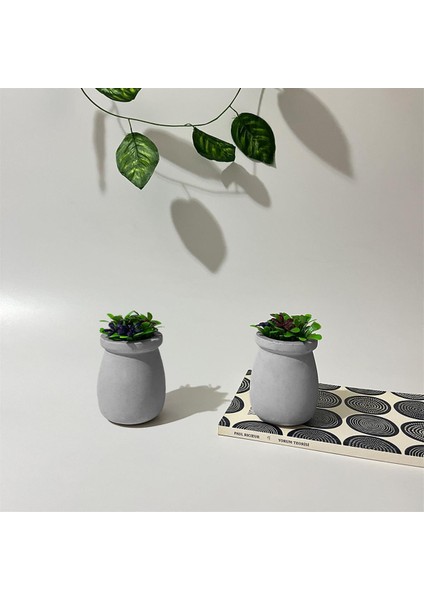 Tabby Design Beton Dekoratif Şişe Vazo 2'li Set