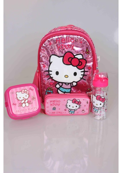LİSANSLI HELLO KITTY İLK VE ORTA ÖĞRETİM ÇANTASI,BESLENME KABI ,KALEM ÇANTASI VE TRITAN MATARA SETİ