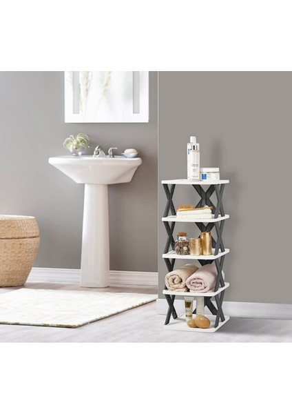 Gri x Model Organizer Banyo Havluluğu Mutfak Erzaklık Ayakkabılık Çok Amaçlı Düzenleyici Raf
