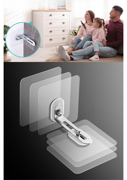 2 Adet Eşya Sabitleyici Askı Vidalı Aparat Ultra Dayanıklı Çivisiz Duvarı Delmeden Ayarlanabilir indirimleri