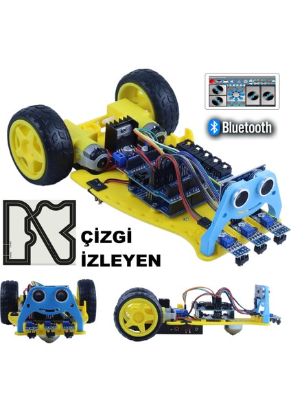 2WD Multitron Araç Kiti V1çizgi Izleyen Engelden Kaçan Bluetooth (Demonte)