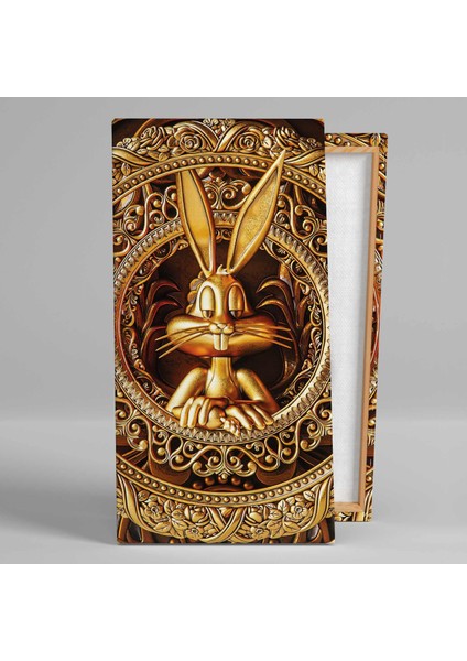 Barok Tarzda Gold Çerçeve Içinde Buggs Bunny Tavşan Kanvas Tablo