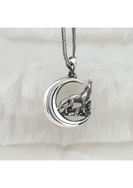 925 Ayar Gümüş Hilal Kurt Model Kolye fiyatları