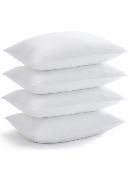 Elyaf Dolgulu 4 Adet Silikon Yastık 50X70 cm Pamuk Otel Yastık Beyaz Yumuşak