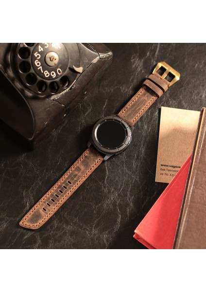 Samsung Galaxy Watch 4 5 6 / Watch 6 Classic 40MM 43MM 44MM 47MM Watch 5 Watch 5 Pro 40MM 44MM 45MM Watch 4 40MM 42MM 44MM 46MM Oval Uçlu Kahverengi Deri Kordon 20MM Deri Kayış modelleri