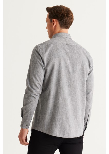 ALTINYILDIZ CLASSICS Erkek Siyah Slim Fit Dar Kesim Gizli Düğmeli Yaka Pamuklu Armürlü Gömlek indirimleri