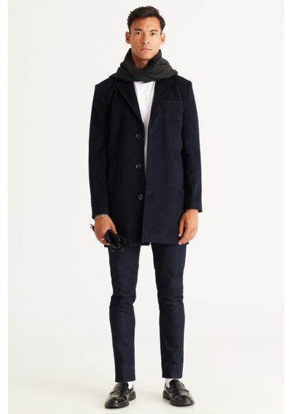 ALTINYILDIZ CLASSICS Erkek Lacivert Standart Fit Normal Kesim Mono Yaka Yünlü Palto fiyatları
