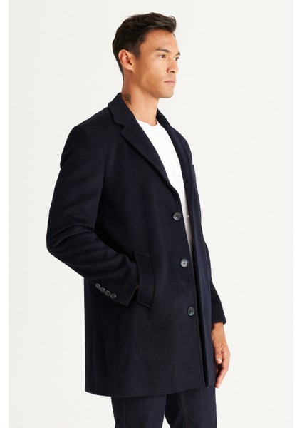 ALTINYILDIZ CLASSICS Erkek Lacivert Standart Fit Normal Kesim Mono Yaka Yünlü Palto fırsatları