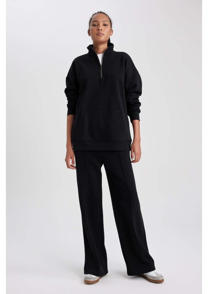 Straight Fit Beli Lastikli Cepli Uzun Boy Kalın Kumaş Düz Eşofman Altı A0954AX23WN modelleri