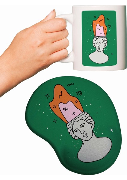 Matematik Profesörü Baskılı Bilek Destekli Mouse Pad + Kupa Bardak Mug