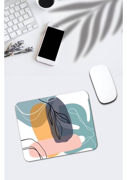 Soyut Çizim Yaprak Desenli Mouse Pad