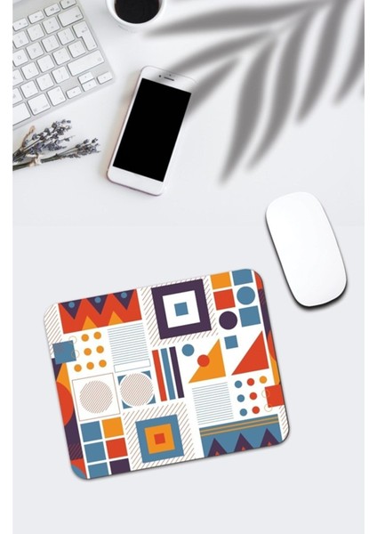 Renkli Geometrik Şekiller Desenli Mousepad