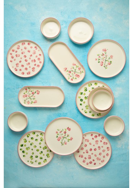 18 Parça 6 Kişilik Berthe Çiçekli Stackable Kahvaltı Takımı&Lüx Sunumlu Çay Seti fiyatları