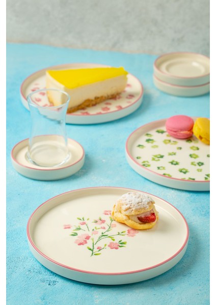 18 Parça 6 Kişilik Berthe Çiçekli Stackable Kahvaltı Takımı&Lüx Sunumlu Çay Seti modelleri