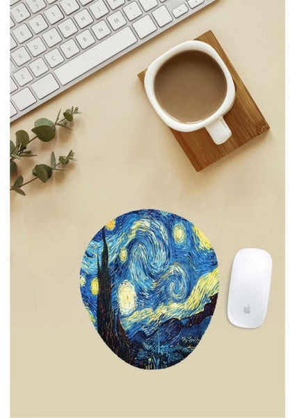 Van Gogh Starry Night Desenli Bilek Destekli Mouse Pad