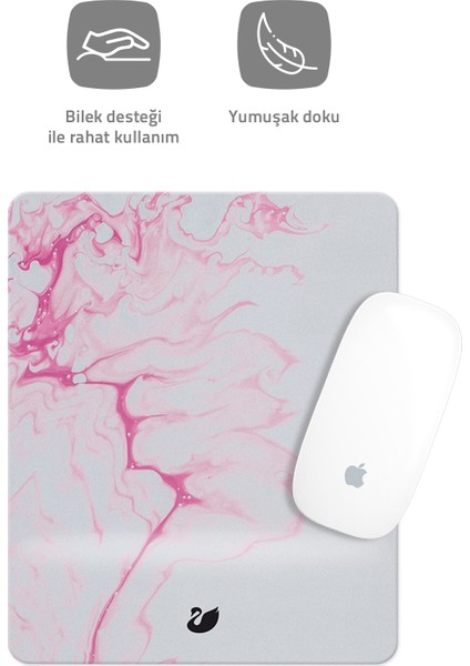 Pembe Beyaz Desenli Bilek Destekli Dikdörtgen Mouse Pad Mouse Altlığı fiyatları