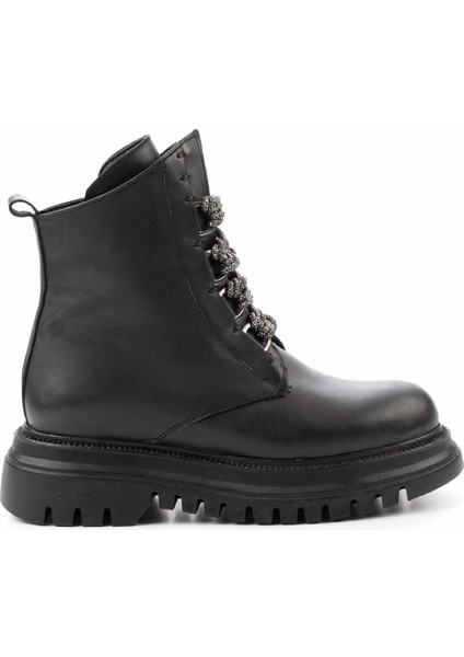 Siyah Hakiki Deri Kadın Bot & Bootie K02531206603