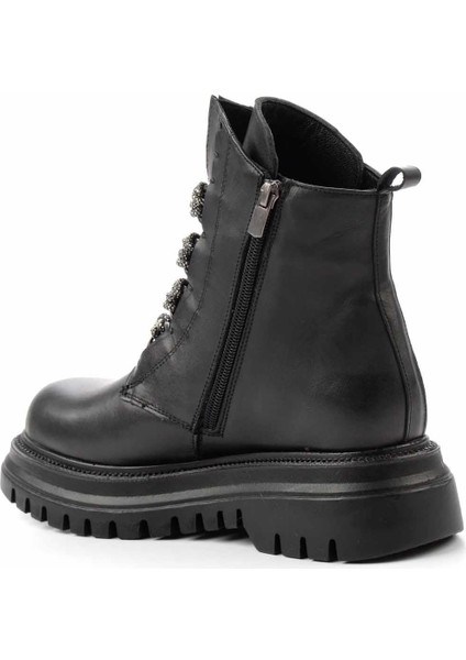 Siyah Hakiki Deri Kadın Bot & Bootie K02531206603