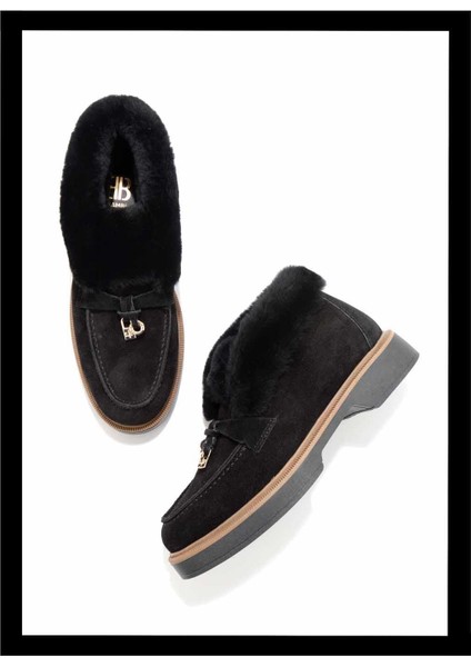 Siyah Süet Hakiki Deri Kadın Bot & Bootie K02274320002