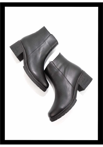 Siyah Hakiki Deri Kadın Bot & Bootie K02178001503
