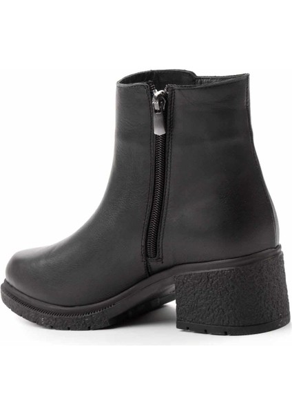 Siyah Hakiki Deri Kadın Bot & Bootie K02178001503