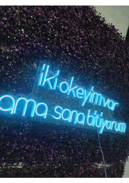 Iki Okeyim Var Ama Sana Bitiyorum Yazılı Neon LED TABELA(80X35CM