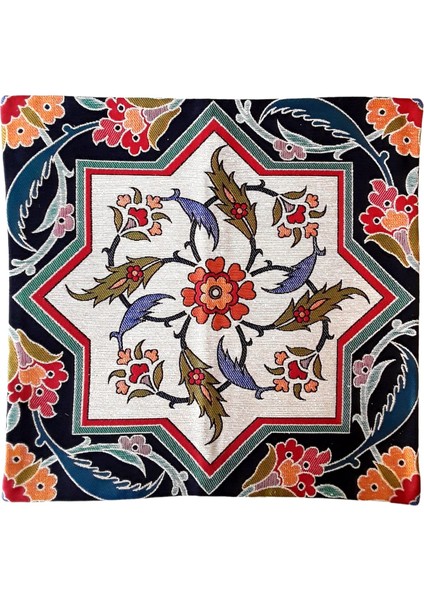 Dokuma Osmanlı Çini Motifli Yastık Kılıfı