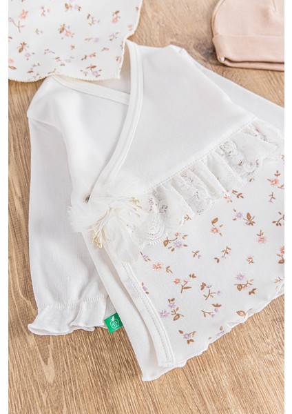 Çiçek Desenli Güpürlü 5 Parça Kız Bebek Hastane Çıkışı Bebek Takımı fiyatları